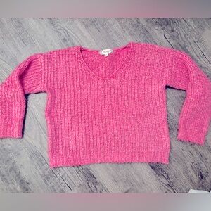 Poppy pink sweater to dress up with a mini skirt or dress down with jeans.